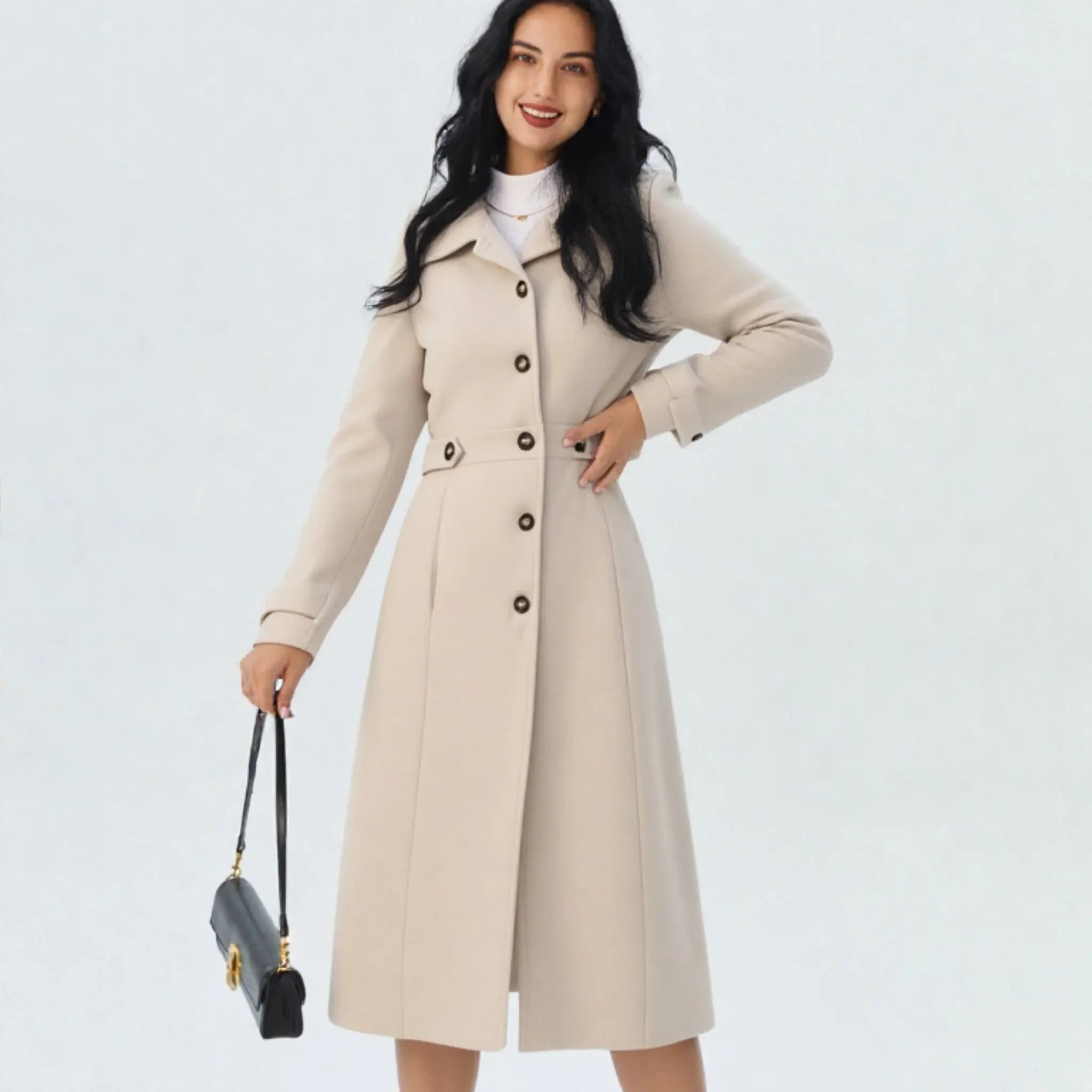 Sobretudo Feminino de Lã Casaco de Frio Elysia Coat