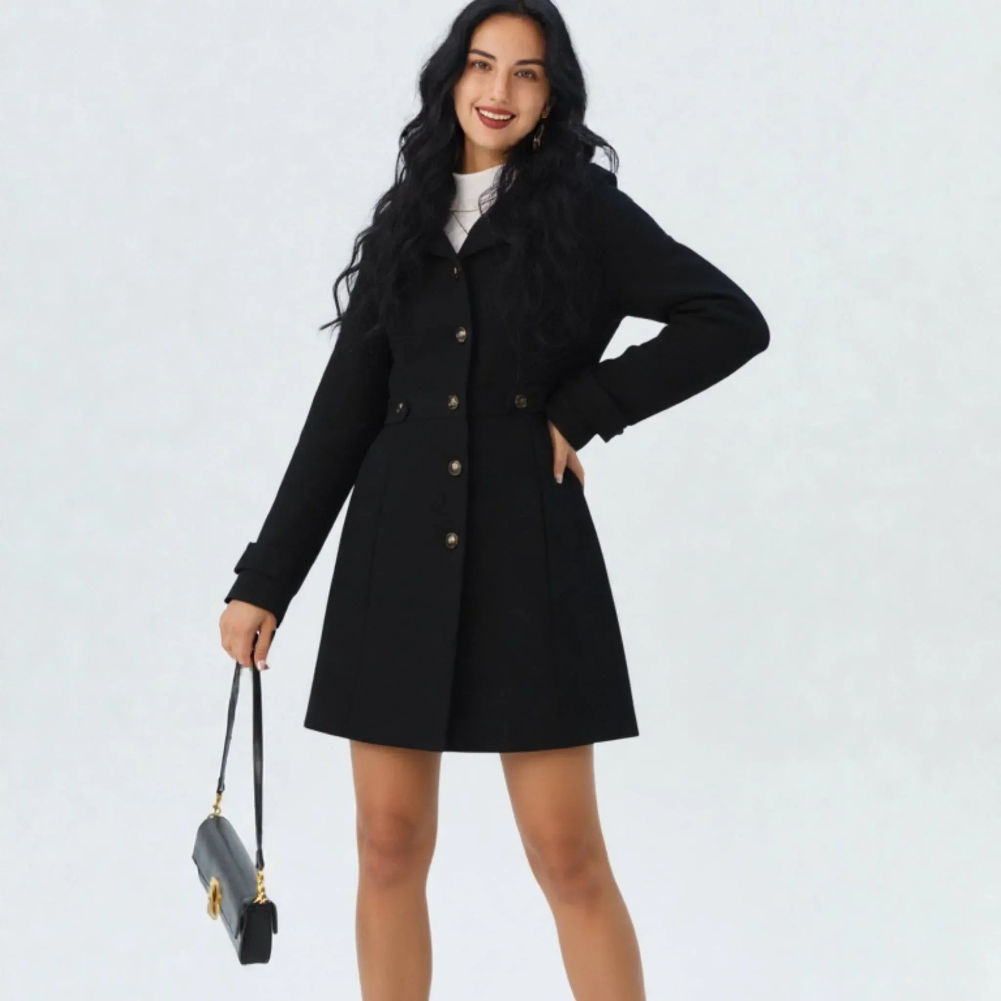 Sobretudo Feminino de Lã Casaco de Frio Elysia Coat