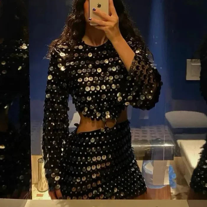 Vestido Brilho Cutout Feminino