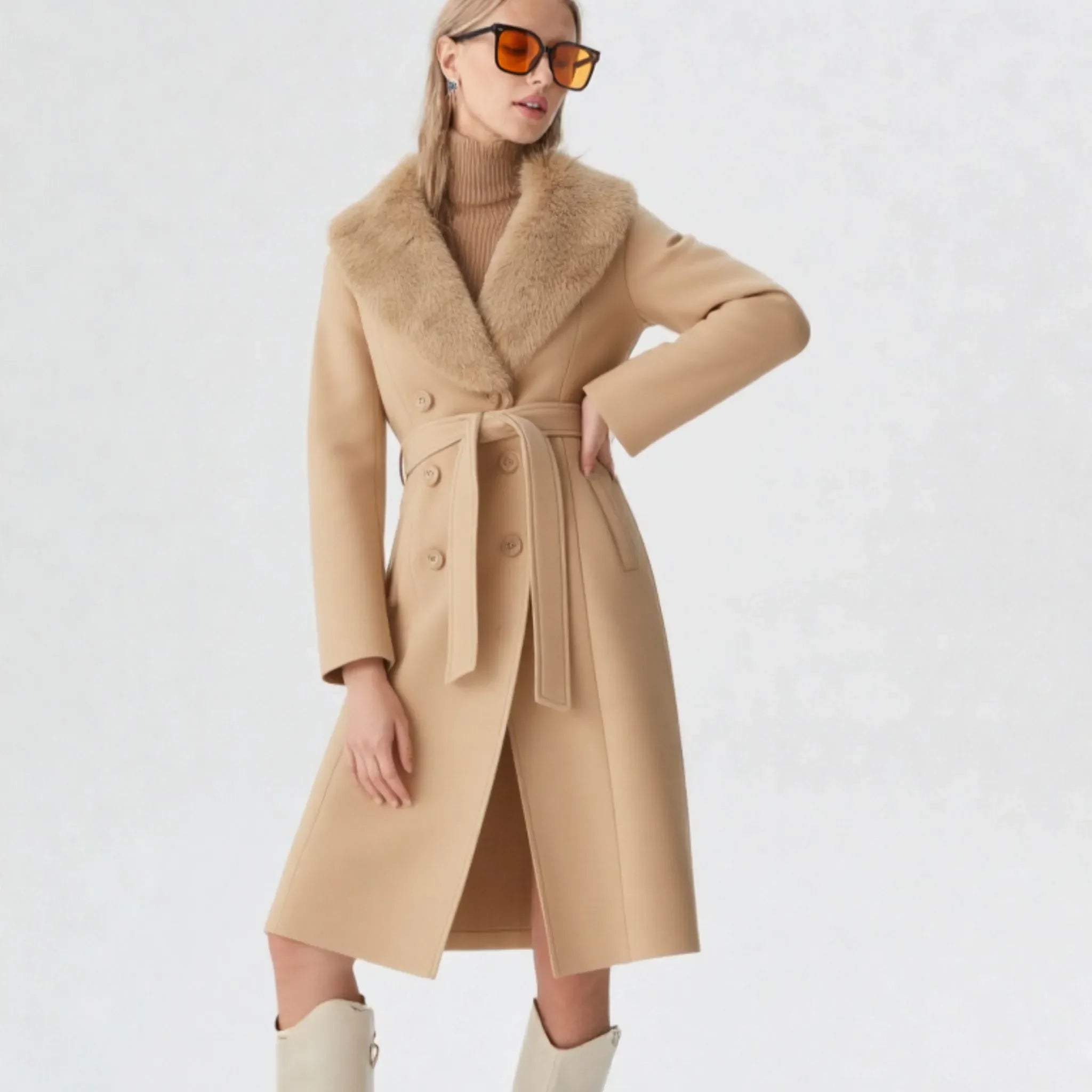 Sobretudo Feminino Gracia com Gola Removível – Estilo Europeu, Forrado e Elegante