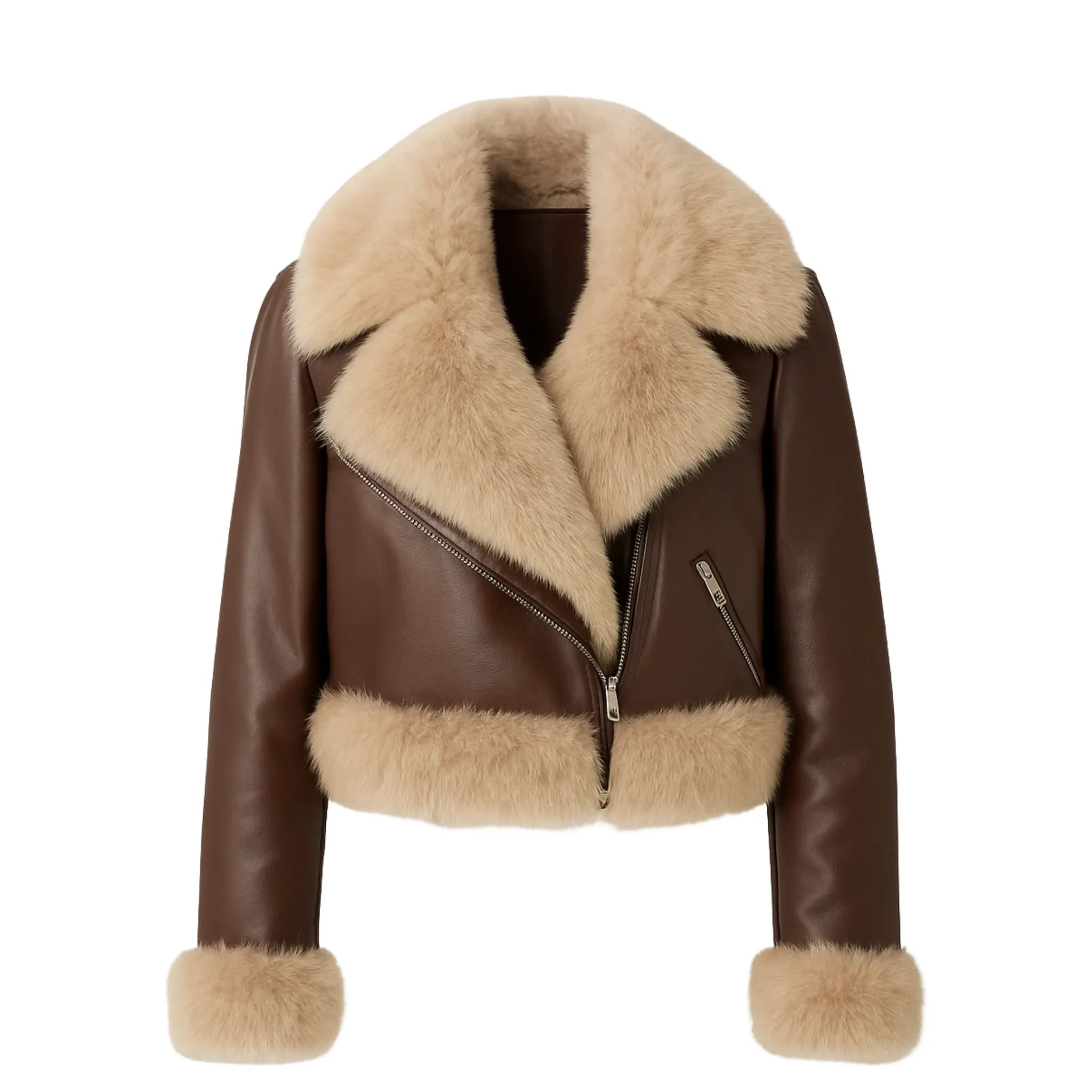 Jaqueta Feminina Moda Paris De Couro Aveludada