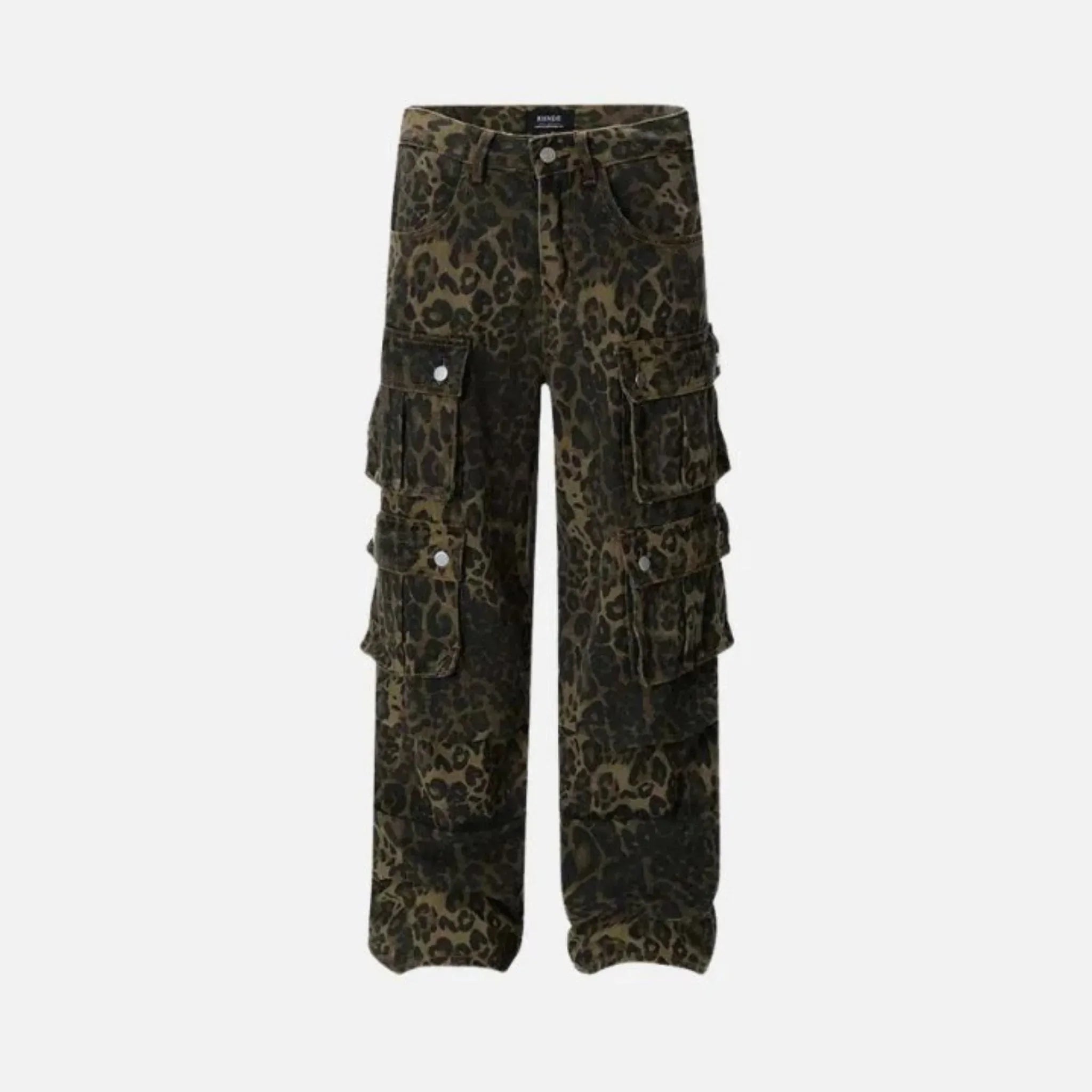 Calça Wild Chic Cargo Jeans – Estampa Onça Feminina