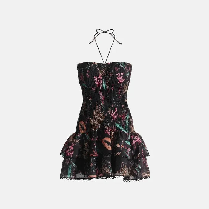 Vestido Mini Strapless Cintura Alta Feminino