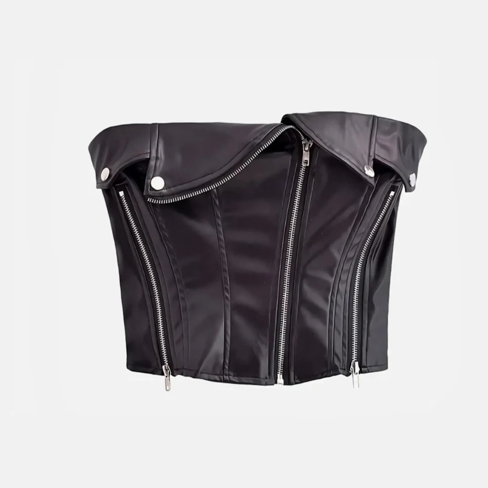 Corset Power Femme – Couro Minimalista Zarai