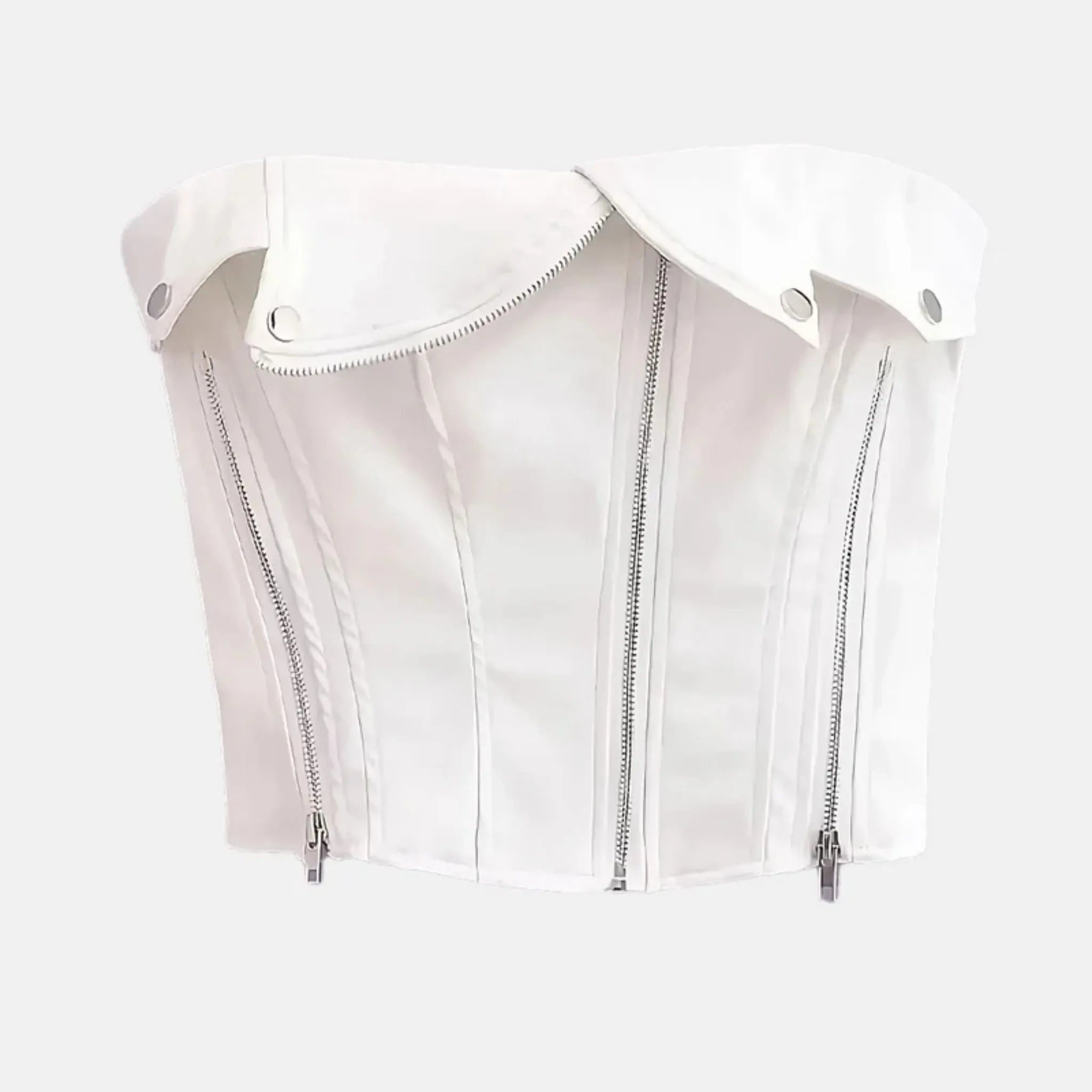 Corset Power Femme – Couro Minimalista Zarai